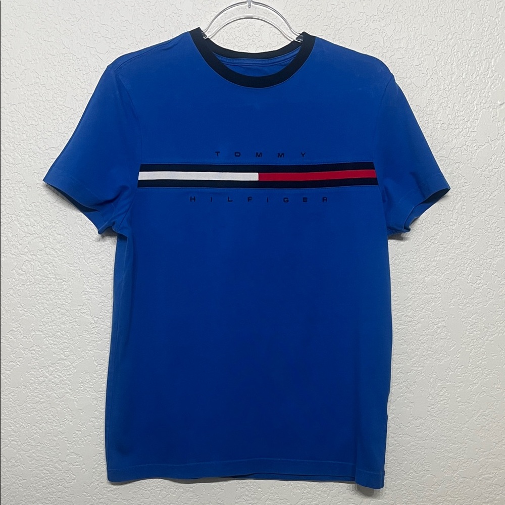 Tommy Hilfiger Men's Small Blue Embroidered Logo T-Shirt